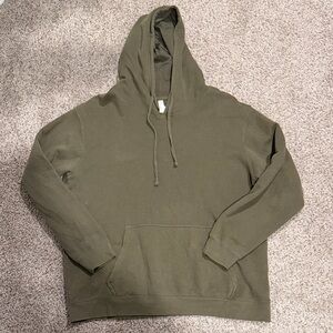 Men's Olive Green Pullover Hoodie with Kangaroo Pocket